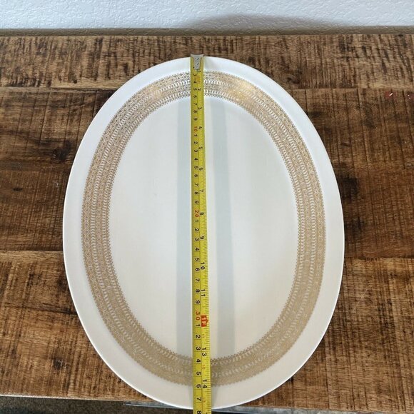 MIKASA Tempo Seventy MIDAS 5894 Oval Platter 11x15” White Gold Trim Plate - Picture 7 of 7